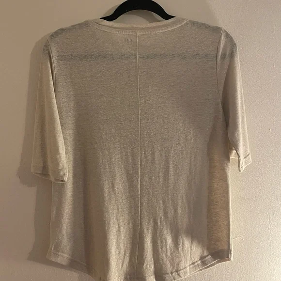 🔥 GAP | Gold Shimmer Linen-Blend Henley Tee Sz XS NWT - Picture 8 of 9